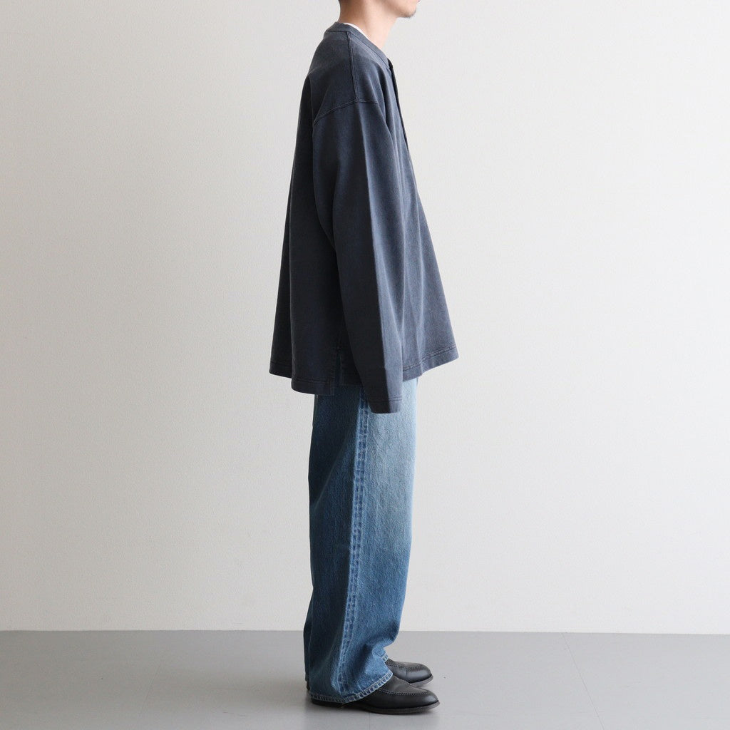 OPEN END COTTON PIGMENT DYE HENRY NECK P/O #120 NAVY [17052 66024]