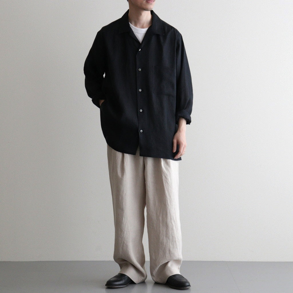 COMFORT FIT OPEN COLLAR SHIRT #BLACK [A26A22SH02C]