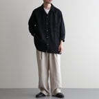 COMFORT FIT OPEN COLLAR SHIRT #BLACK [A26A22SH02C]