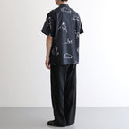 ORIGINAL PRINTED OPEN COLLAR SHIRTS (Animal Drawing) Short-sleeve #ONYX [251OJ-SH22]