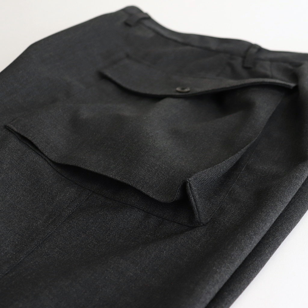 HOPSACK WIDE POCKET TROUSERS #CHARCOAL [PMAT-PT06]