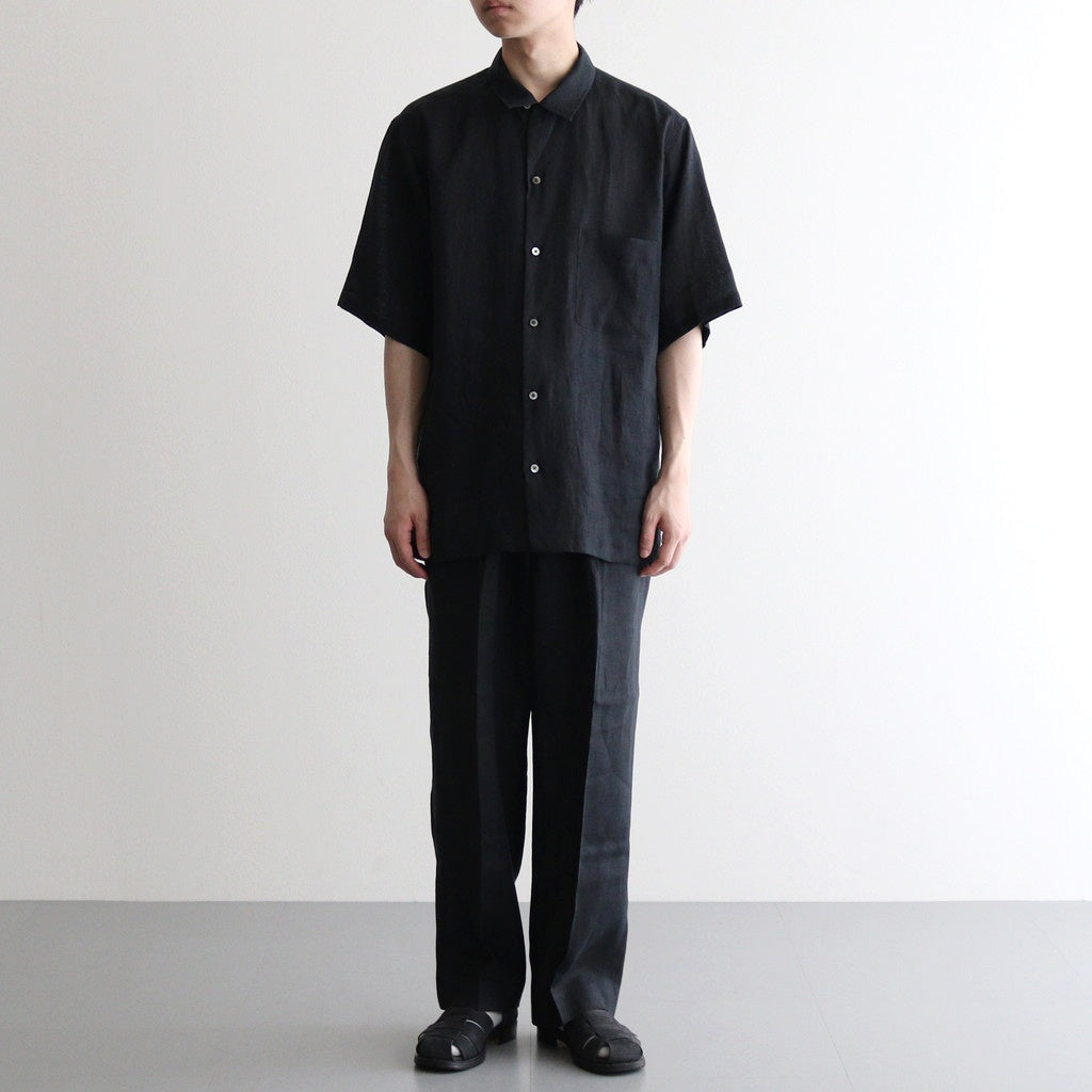 NEW OPEN COLLAR S/S SHIRT #BLACK [A25B05SH01B]