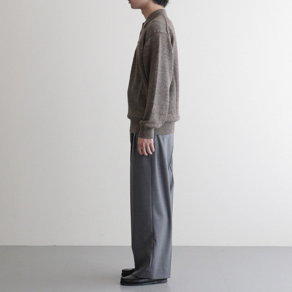 WASHED HIGH COUNT LINEN POLO #BROWN [BN-26SM-022]