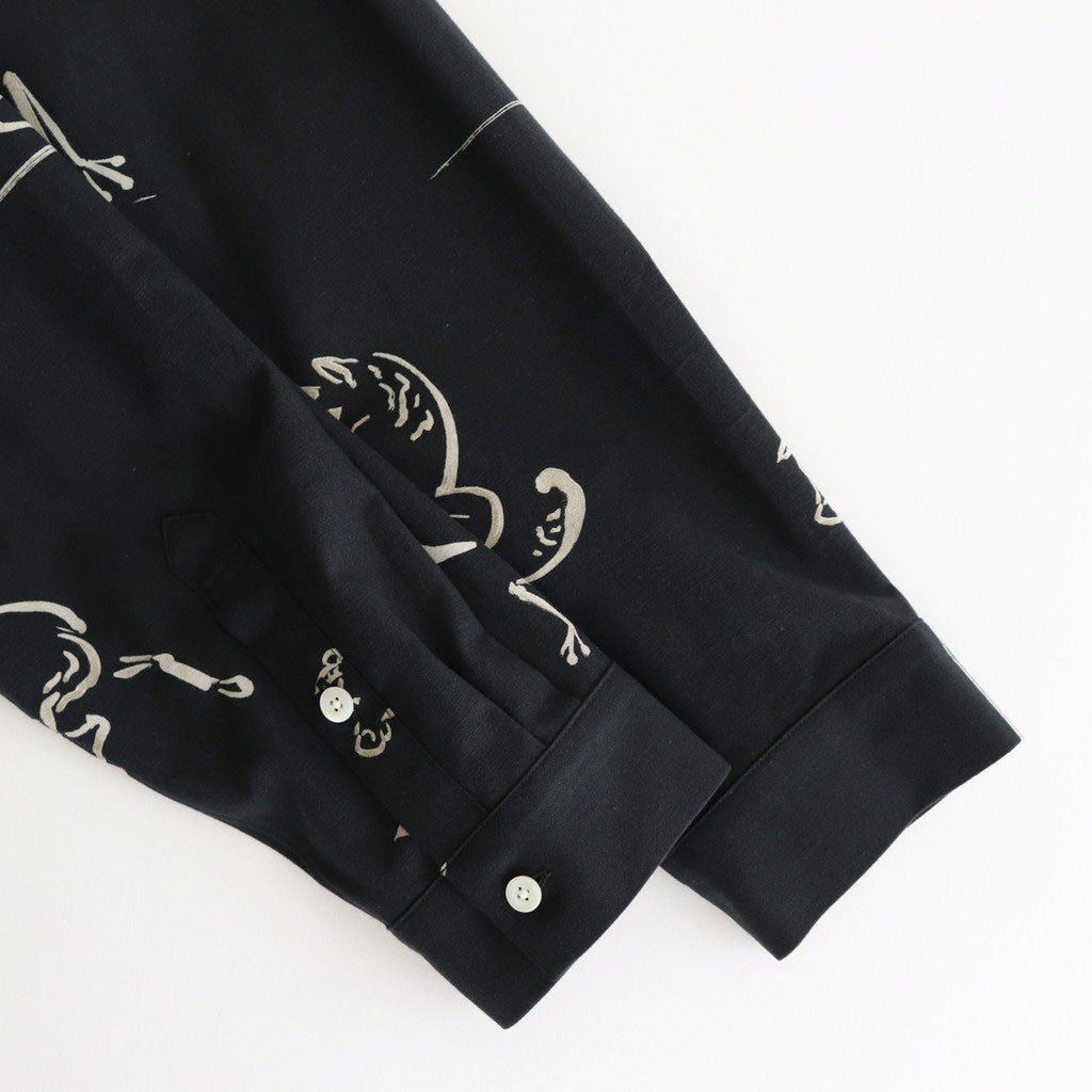 ORIGINAL PRINTED OPEN COLLAR SHIRTS (Animal Drawing) Long-sleeve #ONYX [251OJ-SH18]