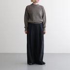 WASHED HIGH COUNT LINEN CREW NECK #BROWN [BN-26SL-013]