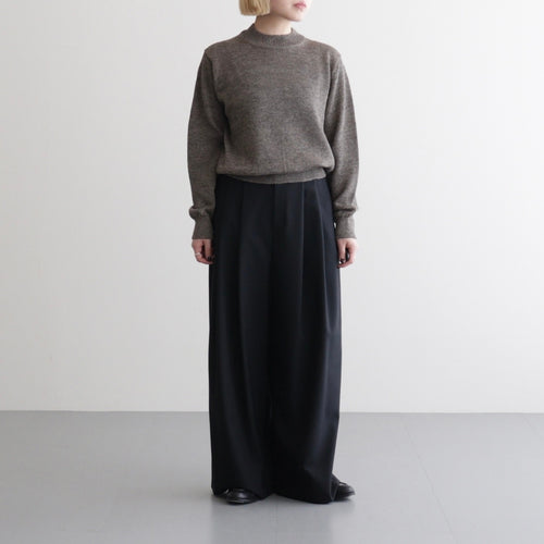 WASHED HIGH COUNT LINEN CREW NECK #BROWN [BN-26SL-013]