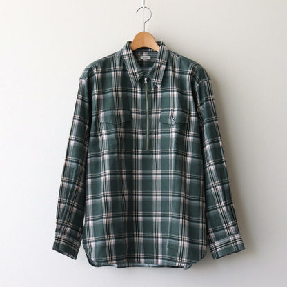 PRINT FLANNEL HALF ZIP SHIRT #JADE GREEN [PMAS-LS04]