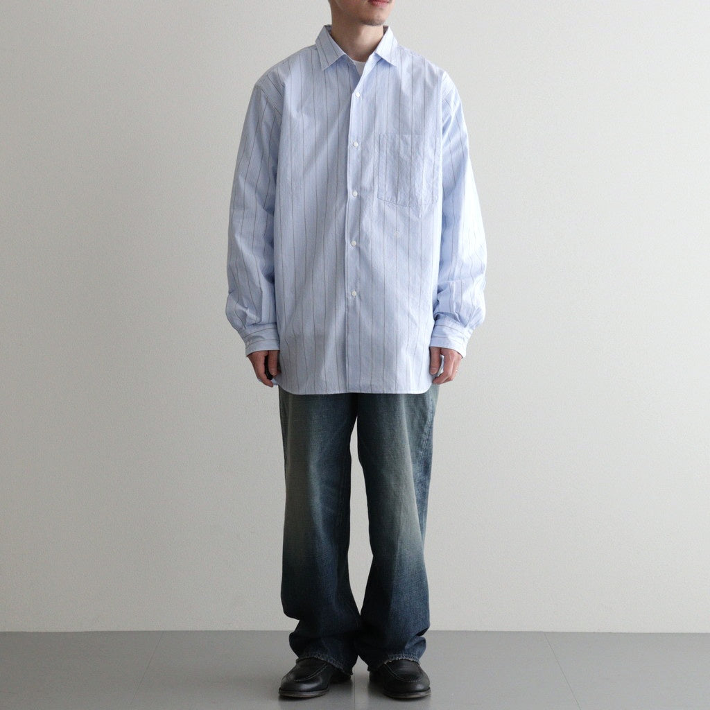 Regular Collar Stripe Wind Shirt #Sax [S26SG086] - Diffusion 三重
