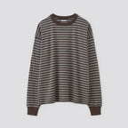 BORDER LONG SLEEVE TOP #STONE BROWNxGREEN [PMAW-CL08]