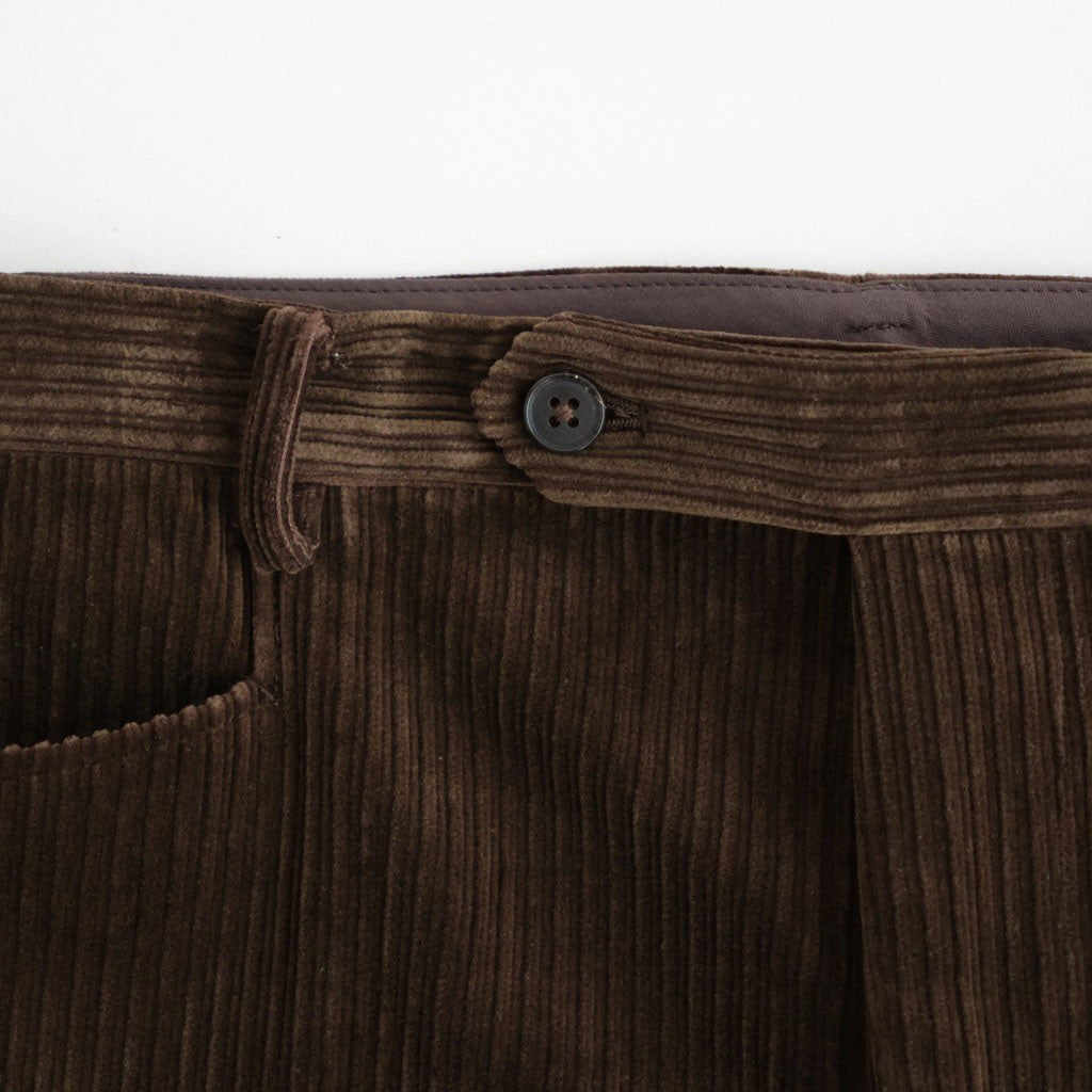 MIXED-WALE CORDUROY NOTUCK SLACKS #BROWN [26W-BIS-PT15]