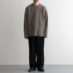 SOLID WOOL RIB CREW NECK #MELANGE BROWN [BN-25FM-042]