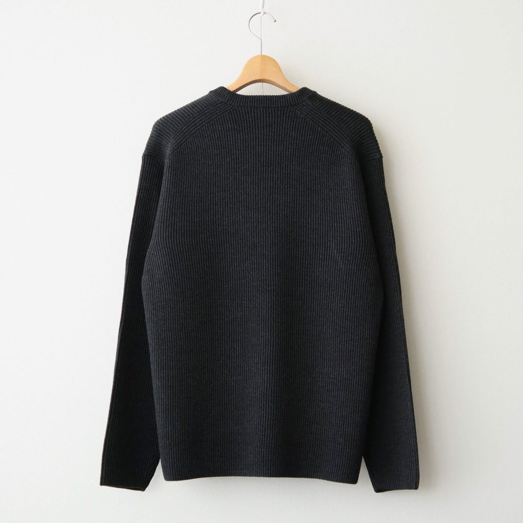 SOLID WOOL RIB CREW NECK #CHARCOAL [BN-26FM-051]
