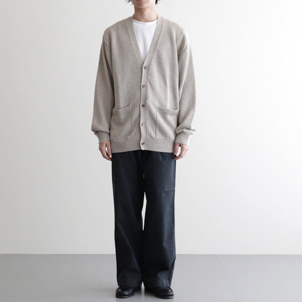 WASHED HIGH COUNT LINEN V NECK CARDIGAN #NATURAL [BN-26SM-021]