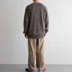 WASHED HIGH COUNT LINEN V NECK CARDIGAN #BROWN [BN-26SM-021]