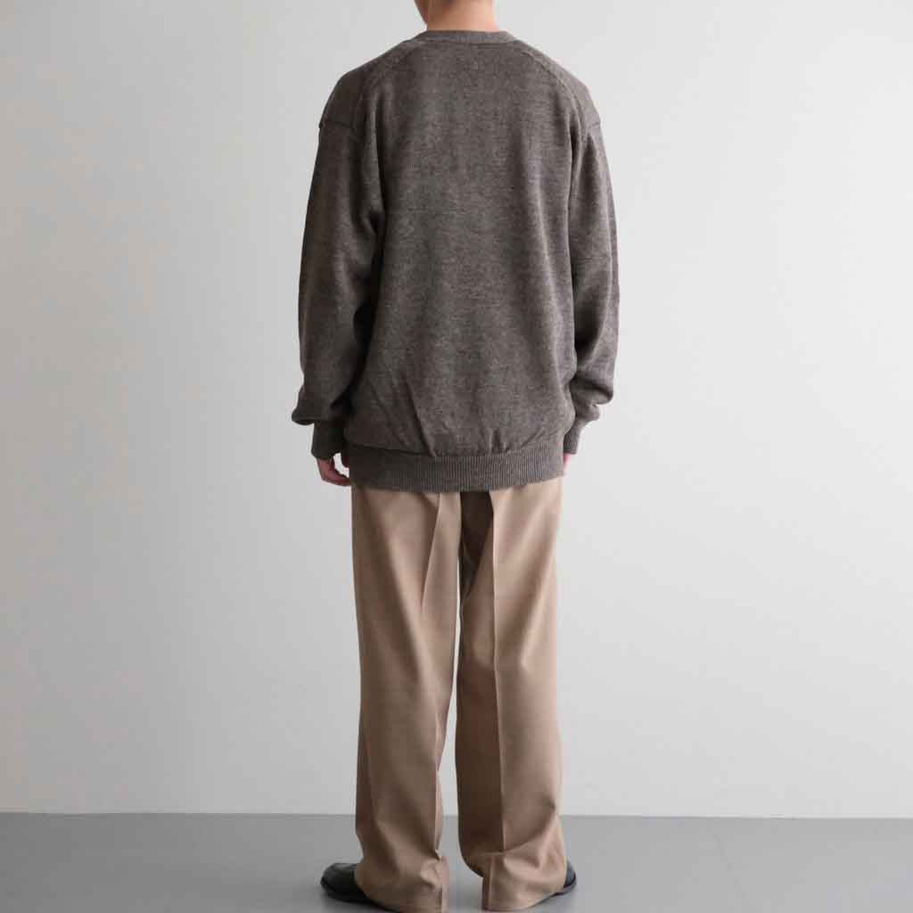 WASHED HIGH COUNT LINEN V NECK CARDIGAN #BROWN [BN-26SM-021]