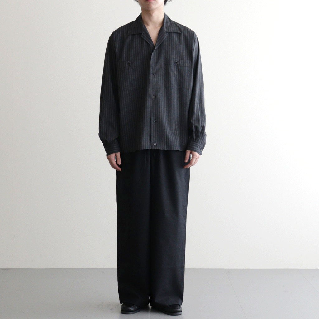DOUBLE POCKET OPEN COLLAR SHIRT #GRAY STRIPE [M26A11SH01C]