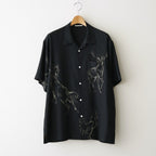 ORIGINAL PRINTED OPEN COLLAR SHIRTS (ANIMAL DRAWING) Short-sleeve #BLACK [261OJ-SH22]
