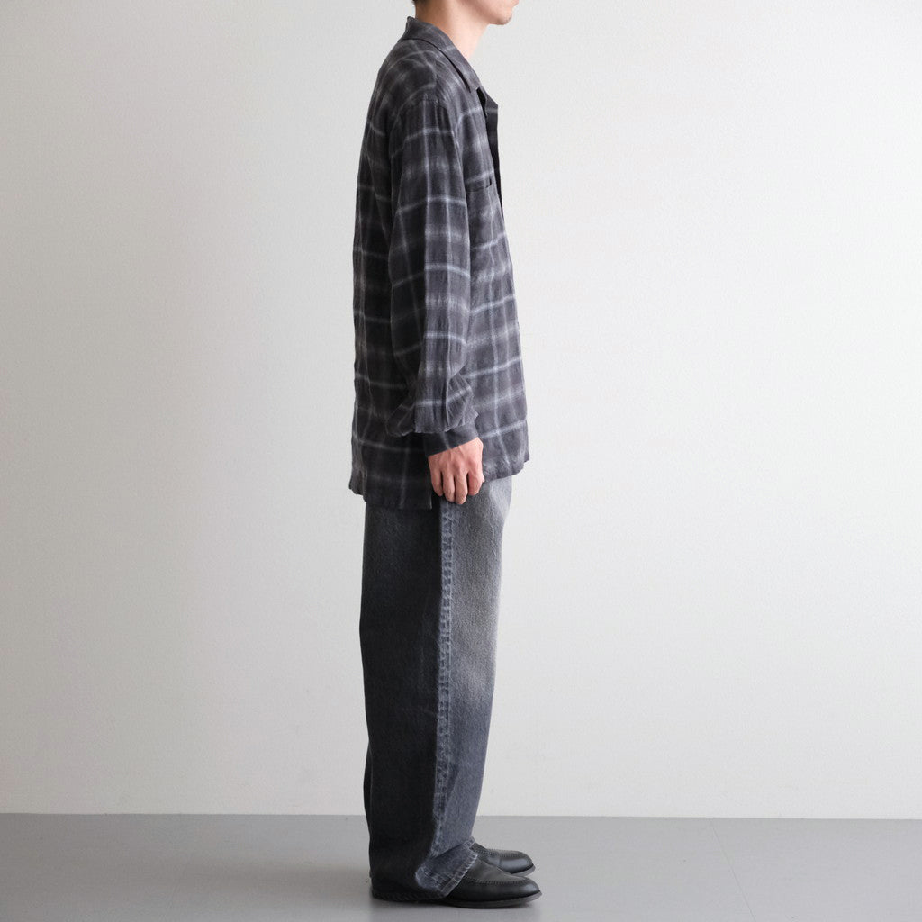 BRUSHED RAYON CHECK OPEN/C SH #021 GREY CHECK [17052 50062]