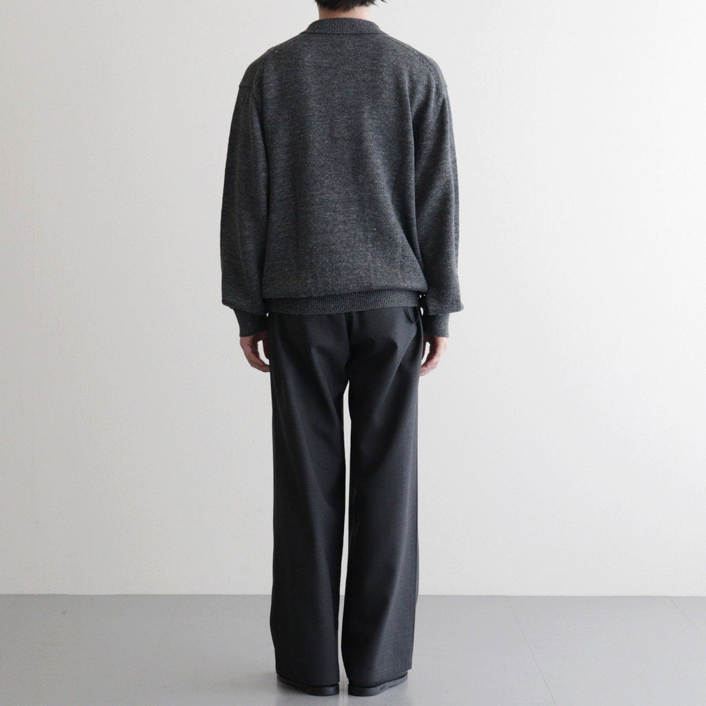 WASHED HIGH COUNT LINEN POLO #CHARCOAL [BN-26SM-022]
