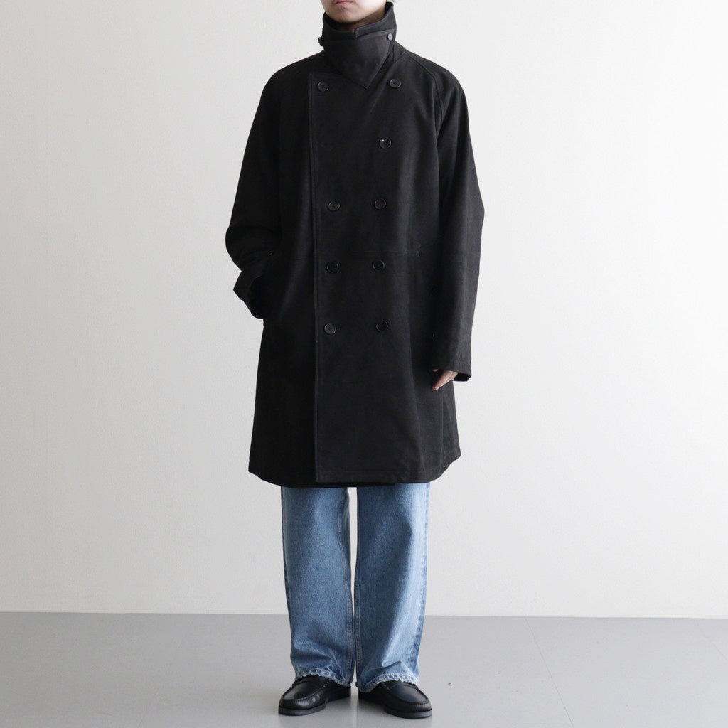 DOUBLE BREASTED HALF COAT #BLACK [SH-60-C-NUBCK-3] - Diffusion