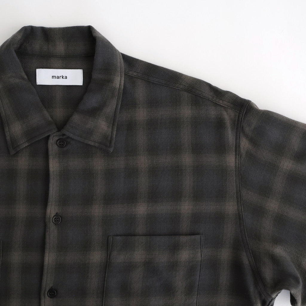 DOUBLE POCKET OPEN COLLAR L/S SHIRT #GRAY CHECK [M25C22SH02C]