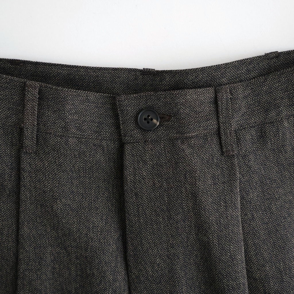 TWEED WOOL ONE TUCK TROUSERS #BROWN [BN-26FM-023]