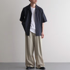 TRIPLE PLEATED WIDE TROUSERS #BEIGE [A26A15PT03C]
