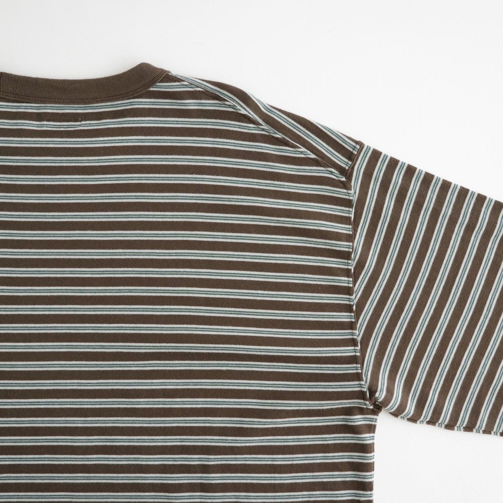 BORDER LONG SLEEVE TOP #STONE BROWNxGREEN [PMAW-CL08]