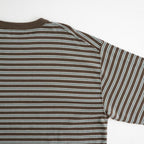 BORDER LONG SLEEVE TOP #STONE BROWNxGREEN [PMAW-CL08]