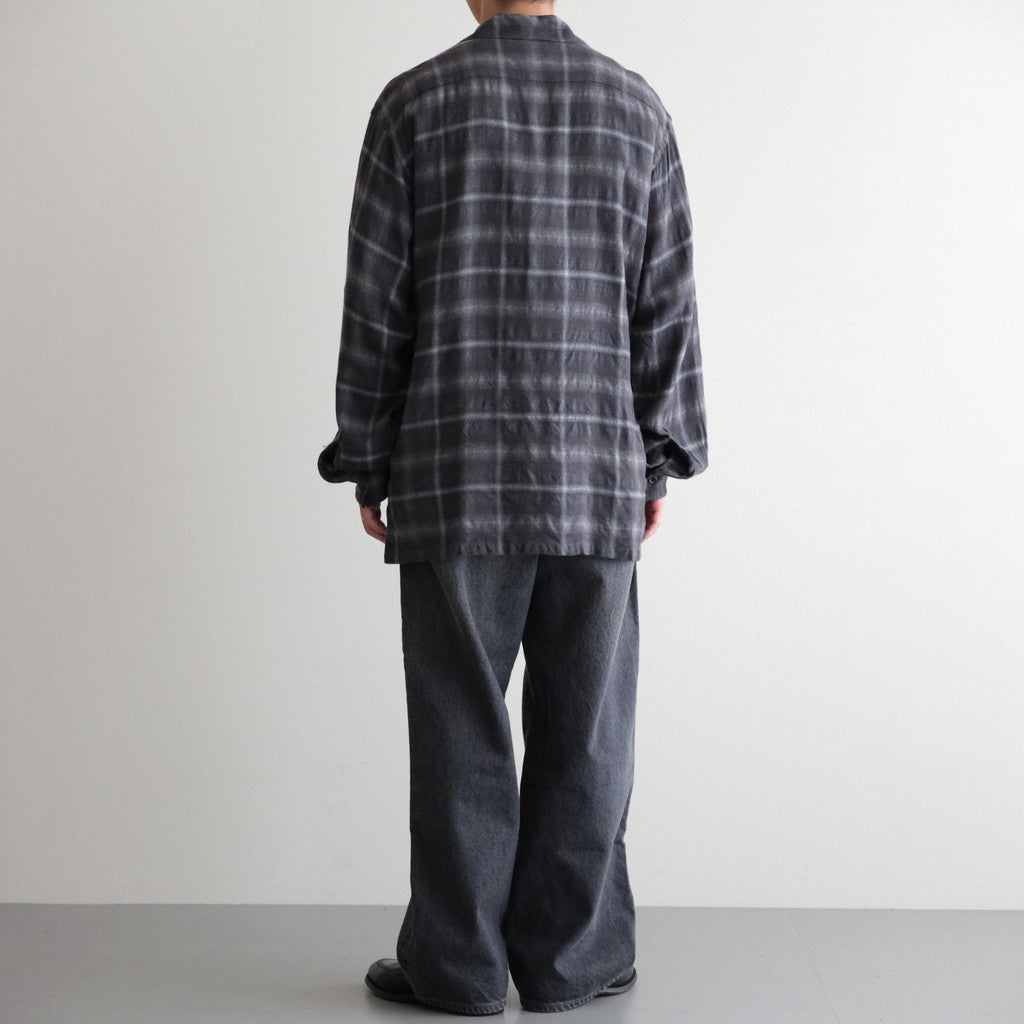 BRUSHED RAYON CHECK OPEN/C SH #021 GREY CHECK [17052 50062]