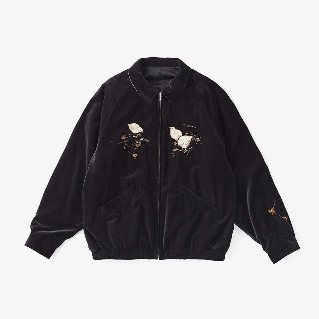 STUNNING VELVET SOUVENIR JACKET(Niwatori to Hiyoko) #ONYX [252OJ-JK12]