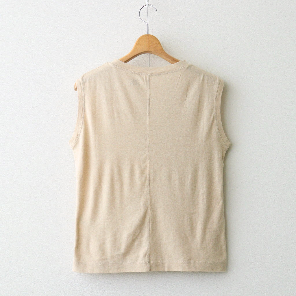 Giza Cotton Fraise Stitch Suleeveless #TOP Beige [NEP-SS2621]
