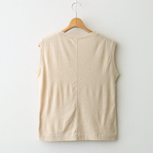 Giza Cotton Fraise Stitch Suleeveless #TOP Beige [NEP-SS2621]