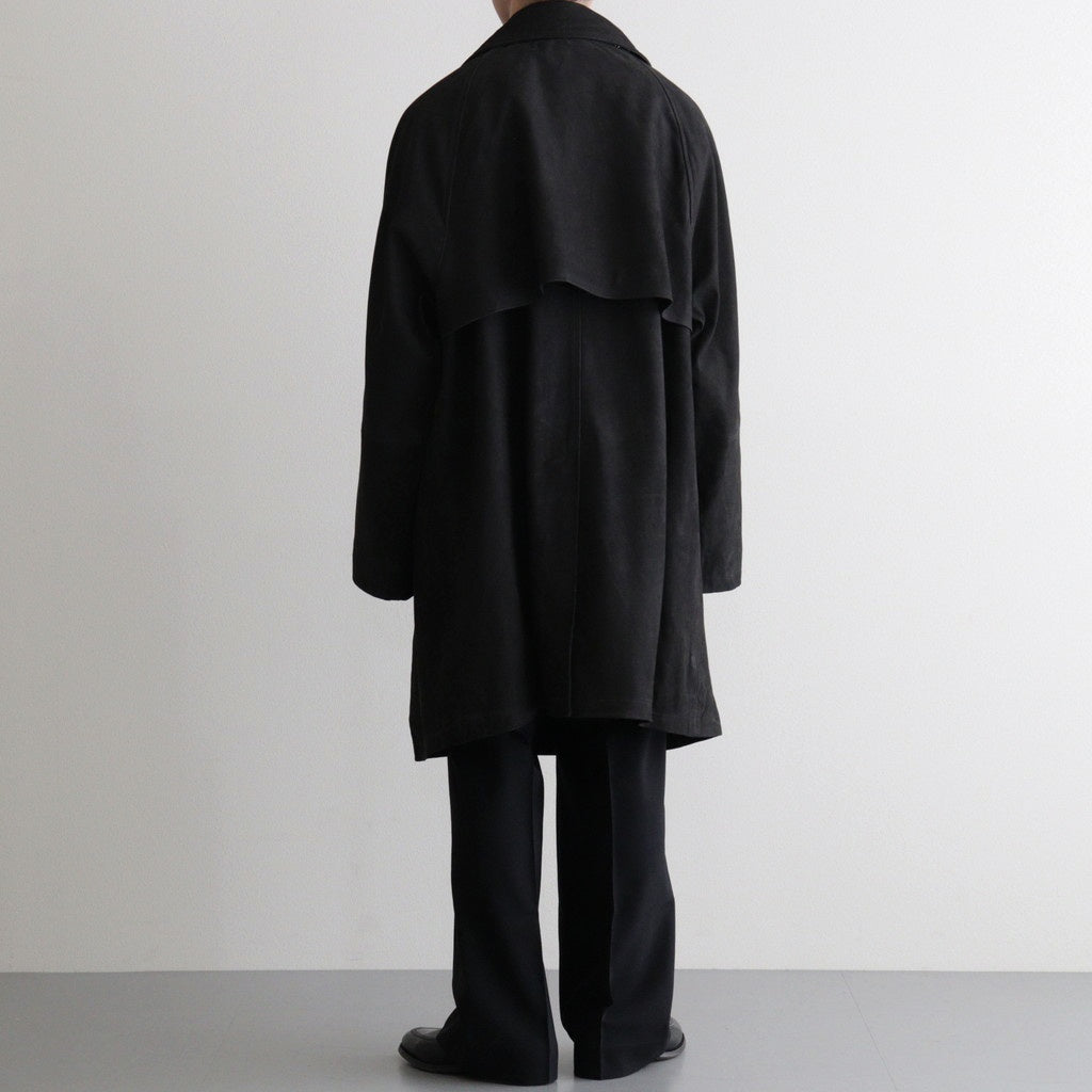 DOUBLE BREASTED HALF COAT #BLACK [SH-60-C-NUBCK-3] - Diffusion