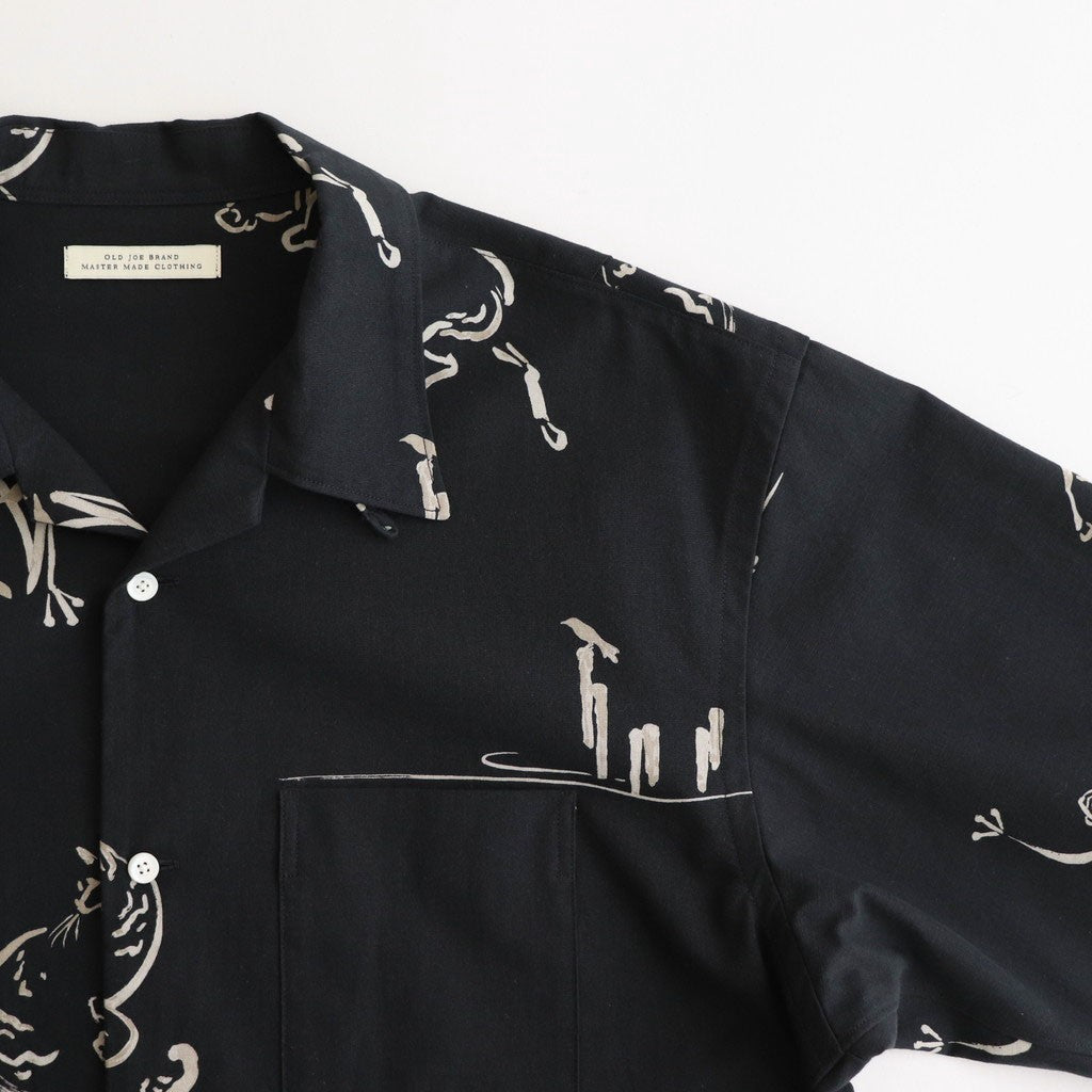 ORIGINAL PRINTED OPEN COLLAR SHIRTS (Animal Drawing) Short-sleeve #ONYX [251OJ-SH22]