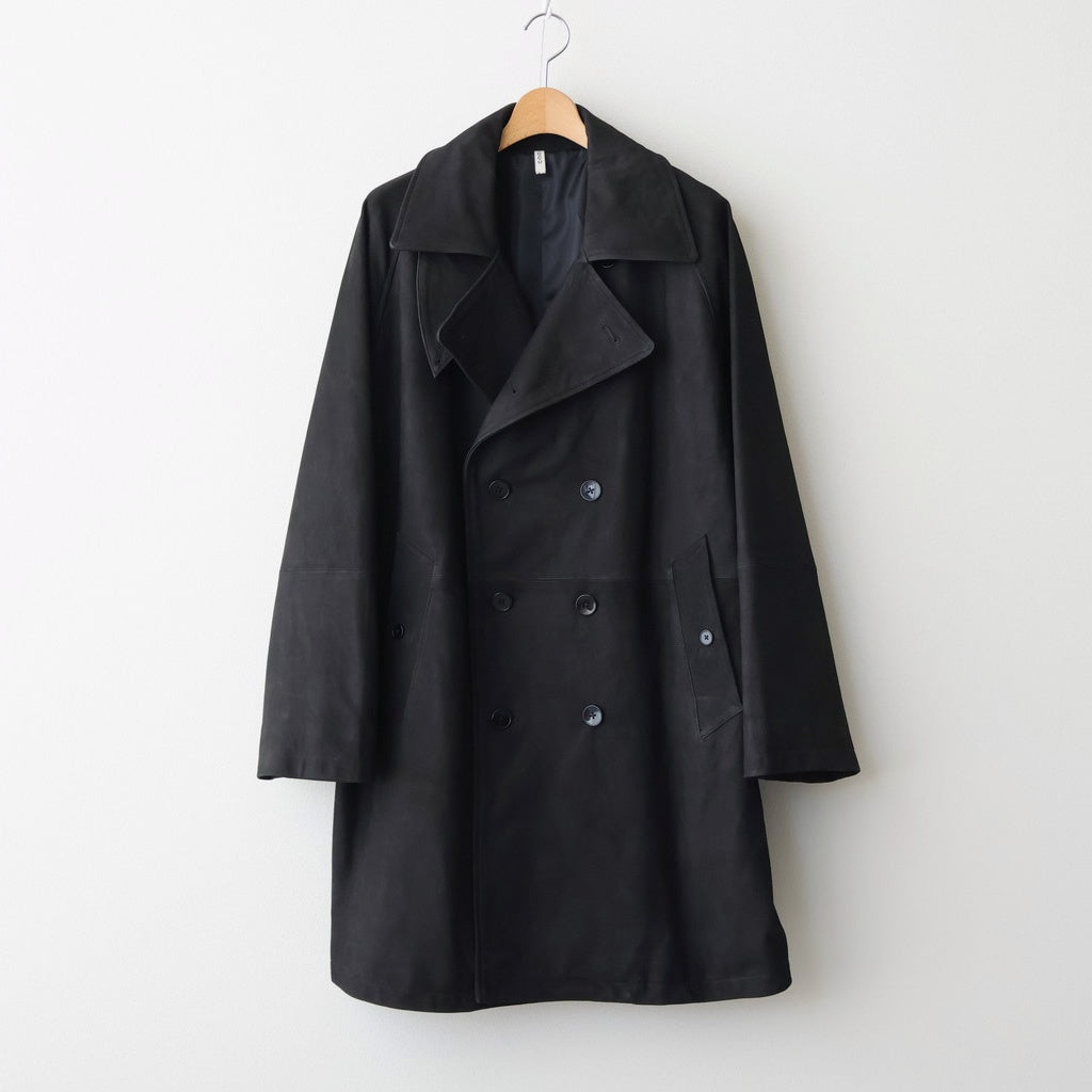 DOUBLE BREASTED HALF COAT #BLACK [SH-60-C-NUBCK-3]