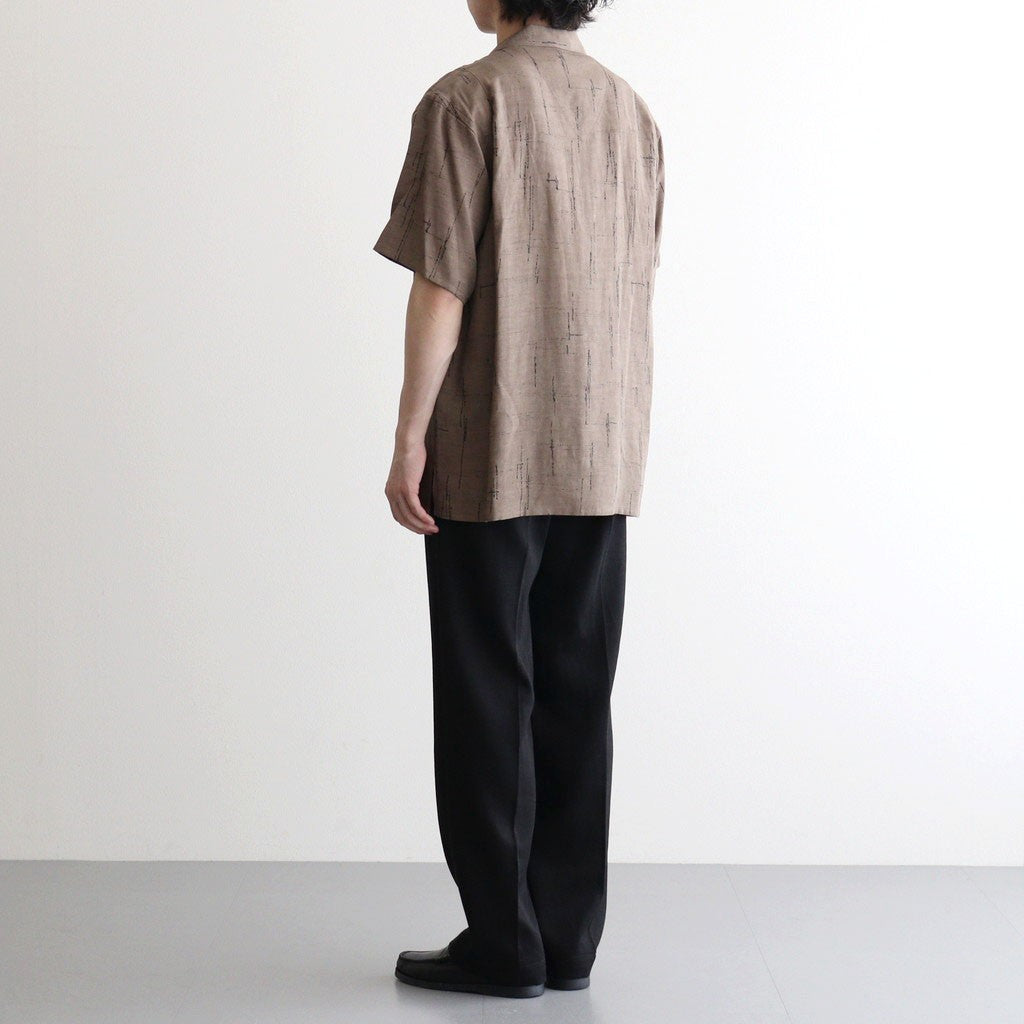 ORIGINAL PRINTED OPEN COLLAR SHIRTS (KASURI) Short-sleeve #MOCHA [261OJ-SH20]