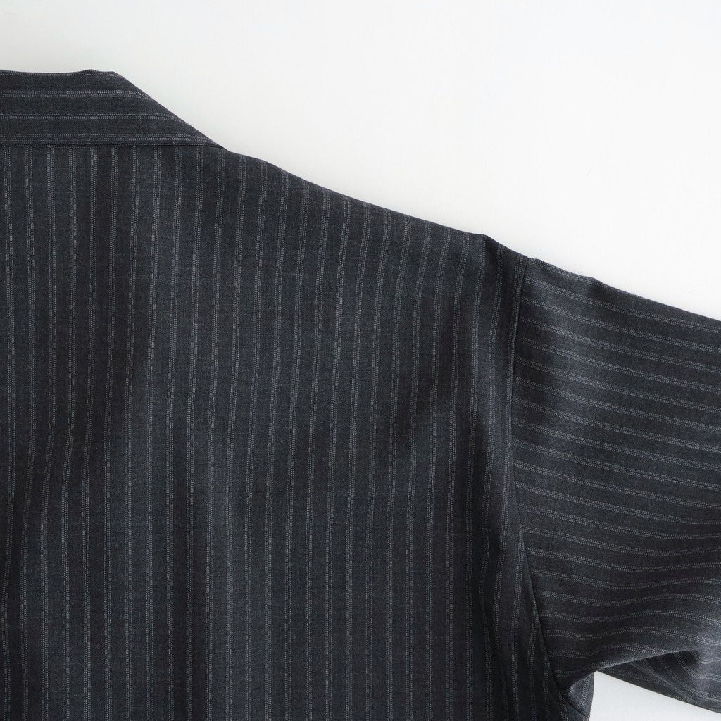 FLY FRONT OPEN COLLAR S/S SHIRT #GRAY STRIPE [M26A11SH02B