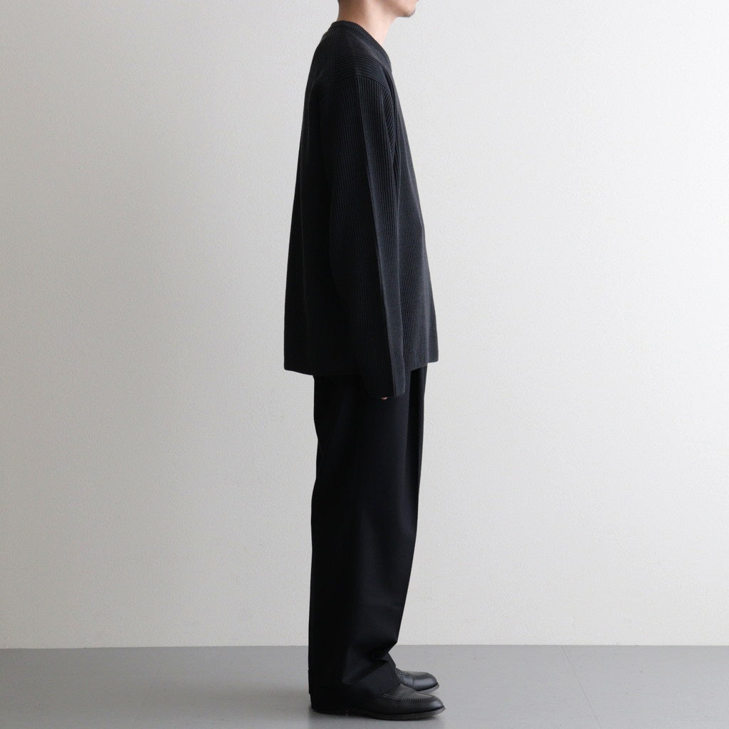 SOLID WOOL RIB CREW NECK #CHARCOAL BLUE [BN-25FM-042]