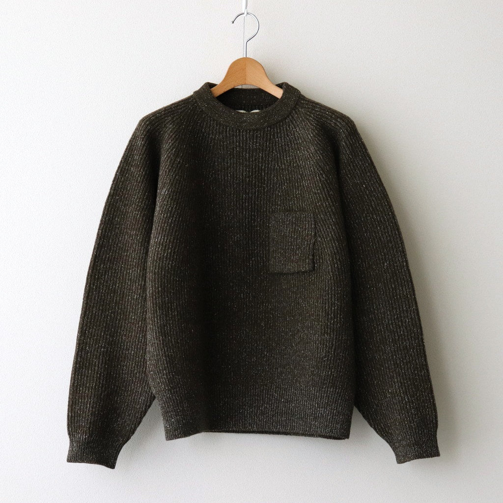 SILK NEP WOOL MOCK-NECK SWEATER #OLIVE STONE [242OJ-KN04]