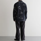 ORIGINAL PRINTED OPEN COLLAR SHIRTS (Animal Drawing) Long-sleeve #ONYX [251OJ-SH18]