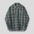 PRINT FLANNEL HALF ZIP SHIRT #JADE GREEN [PMAS-LS04]