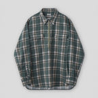 PRINT FLANNEL HALF ZIP SHIRT #JADE GREEN [PMAS-LS04]