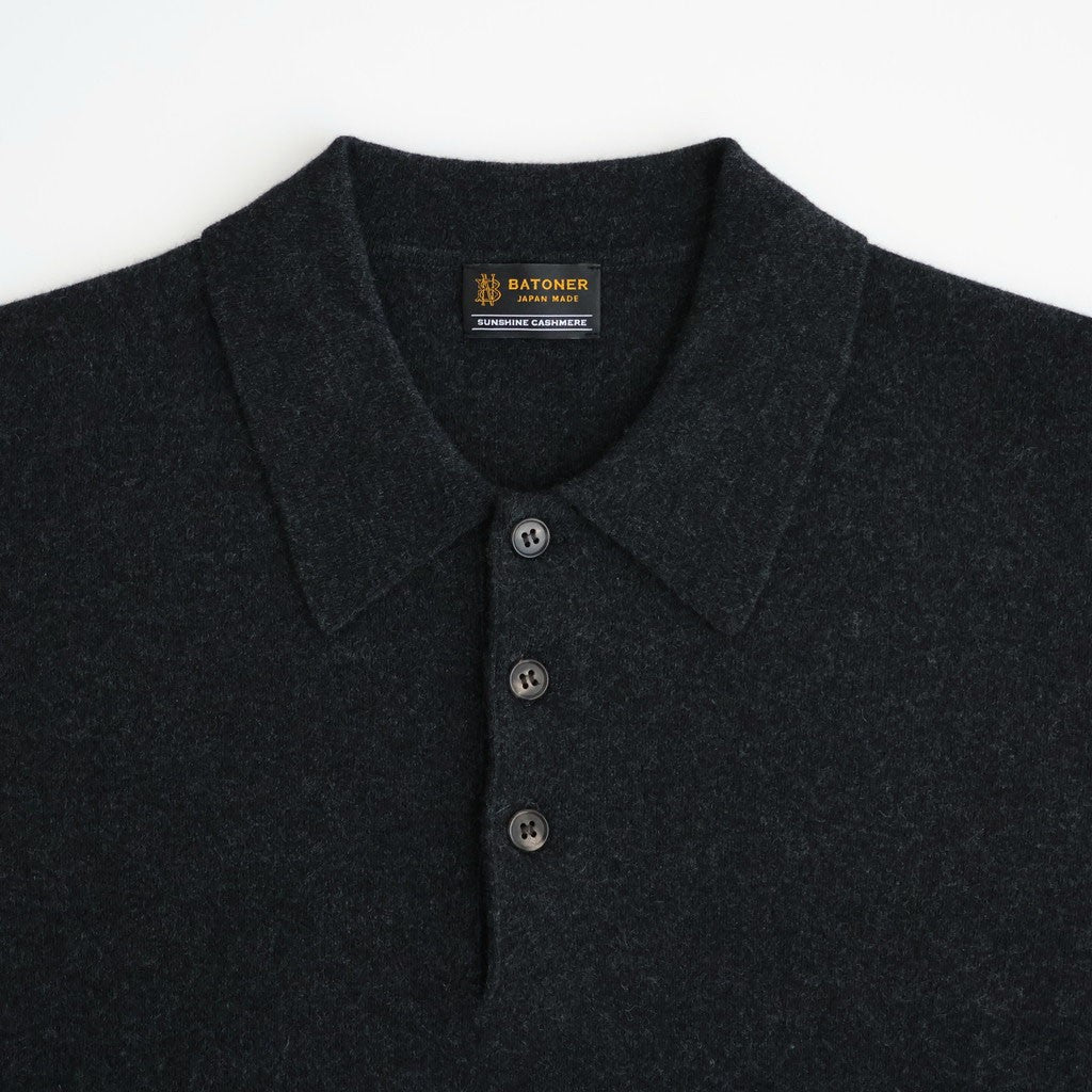 SUNSHINE CASHMERE POLO #HEATHER BLACK [BN-26FM-059]