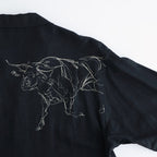 ORIGINAL PRINTED OPEN COLLAR SHIRTS (ANIMAL DRAWING) Long-sleeve #BLACK [261OJ-SH18]
