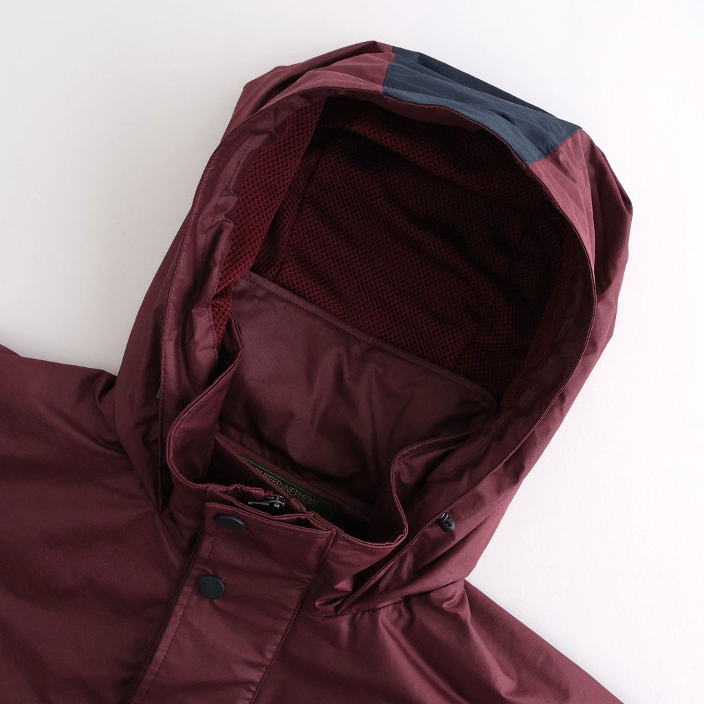 HOODED WIND BREAKER WAXFINISH #WINE/NAVY [DNS26B01-B]