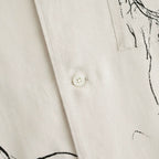 ORIGINAL PRINTED OPEN COLLAR SHIRTS (ANIMAL DRAWING) Short-sleeve #IVORY [261OJ-SH22]