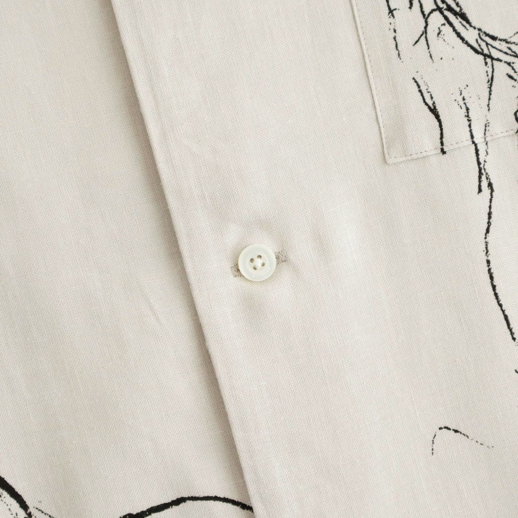ORIGINAL PRINTED OPEN COLLAR SHIRTS (ANIMAL DRAWING) Short-sleeve #IVORY [261OJ-SH22]