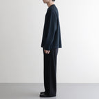 SOLID WOOL RIB CREW NECK #DARK GREEN×NAVY [BN-25FM-042]