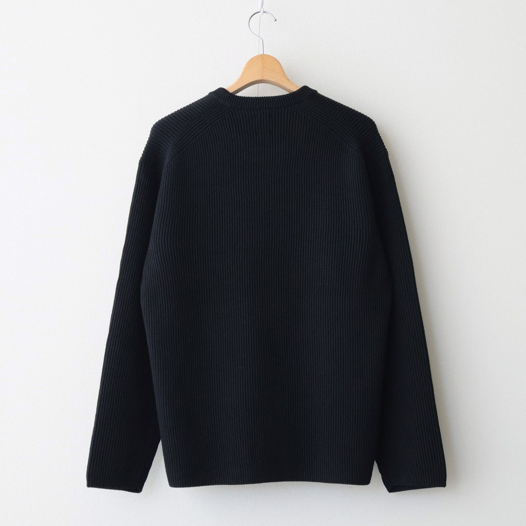 SOLID WOOL RIB CREW NECK #BLACK [BN-25FM-042]